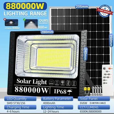 KKSKY Solar Light Outdoor Waterproof 880000W LED Flood Light Solar Outdoor Light Original Street Lamp With Solar Panel Remote Control 8000W 5000W 5 Years Solar Light Outdoor Waterproof Solar flood Light Indoor Street Lamp with panel