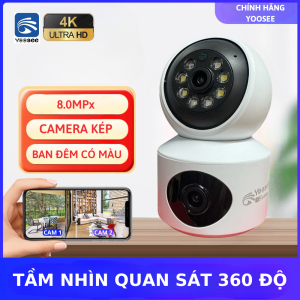 MẪU MỚI - Camera Yoosee BÓNG ĐÈN 2 MẮT THẾ HỆ MỚI XEM 2 KHUNG HÌNH - HÌNH ẢNH SẮC NÉT - QUAY ĐÊM CÓ MÀU 5.0MP - XOAY 360 ĐỘ