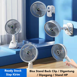 Clip Fan Kipas Portable 4 in 1 Multifungsi bisa Berdiri Genggam Gantung Klip dan jadi Stand HP Berputar 360º Sistem Charger Dengan 4 Gigi Kecepatan Angin Pasang di Meja Dinding Desktop Stand Penyejuk Ruangan