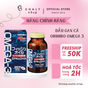 Viên dầu cá Omega 3 Orihiro bổ mắt ngăn ngừa khô mỏi mắt 180 viên của Nhật Bản