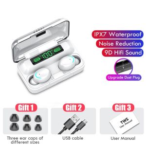 KEBETEME Tai Nghe Không Dây Tai Nghe Bluetooth 5.0 TWS F9 Tai Nghe Khử Tiếng Ồn Âm Thanh Nổi Kèm Hộp Sạc Tai Nghe Chống Nước Thể Thao Rảnh Tay Mic Dành Cho Điện Thoại Thông Minh Máy Vi Tính