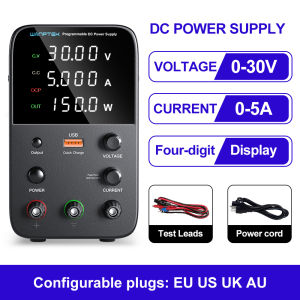 Variable DC Power Supply 0-30V /60V /120V /160V. 0-3A /5A /10A Power Supply with 4-Digits LED Display 5V/3.6A USB Quick-Charge Adjustable Bench Switching Power Source with Encoder Adjustment Knob High Precision Output Enable/Disable Button