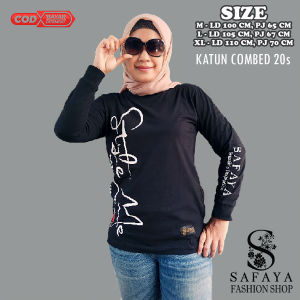 Kaos Wanita Lengan Panjang Katun Combed 20s Tebal Adem Terbaru 2024 Atasan Baju Kekinaan Safaya