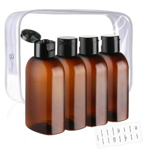 ZYJC 4/6pcs Empty Travel Sub-bottling Refillable 100ml Capacity Shampoo Dispenser Flip Cap Multi-Use Container For Shampoo Conditioner