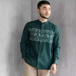 Baju Koko Muslim Pria Kerah Sanghai Jepro Lengan Panjang Bahan Toyobo Premium