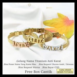gelang nama titanium anti karat remaja dewasa gelang jam  titanium gelang gesper titanium aksesoris fashion