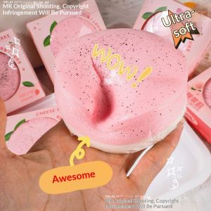 Rosy Recess Peach Jasmine Dual-Layer Soft Squishy Cake Toy for Stress Relief and Fun Play