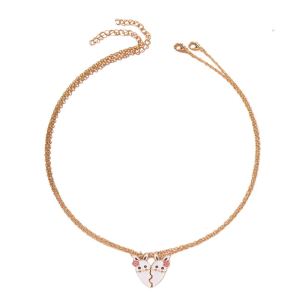 Pack of 2 Long Chain Pendnat Necklaces Featuring Love Heart and Lovely Rabbit Charm for Teenagers and Trendy Women