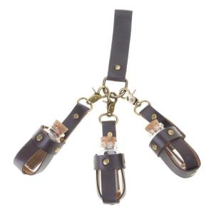 Halloween Witch Corked Potion Bottle with Leather Holder Wizard Potions Glass Holder Potions Bottle with Cork Stoppers