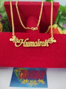 Kalung Liontin Nama Titanium Custom Elegant Lapis Emas 24k
