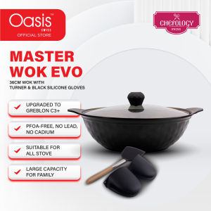 Chefology Non-Stick Master Wok 36cm Suitable For All Stove Scratch Resistance Periuk Kuali Goreng Anti Lekat