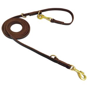 6-Way Multifunctional Dog Leash 8FT Genuine Leather Hands Free Dog Training Leash Adjustable Slip Lead for Medium and Large Dogs2026