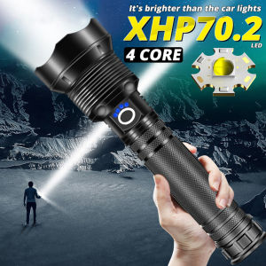 Senter LED Jarak Jauh 2KM TaffLED Senter LED Long Range Zoom XHP70.2 90000 Lumens - Black/Senter LED SUPER TERANG JARAK 2000 METER Cocok Untuk Mendaki Berkemah Memancing dan Kegiatan Malam