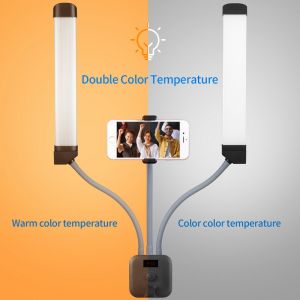 【Fast Delivery】Selens Double-Head Light Multimedia With Selfie Photographic Lighting 3000-6000K Led Light Double Swing-Arm Fill Light For Vlogging Phone Lamp and Tripod For Makeup Photography Video Vlog