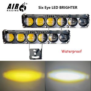 6 Lens Motorcycle LED Spotlight Dual Color Hi/Low Beam Fog Lamps for Car Trucks SUV UTV 12V 24VMini Lens Headlight Driving Light