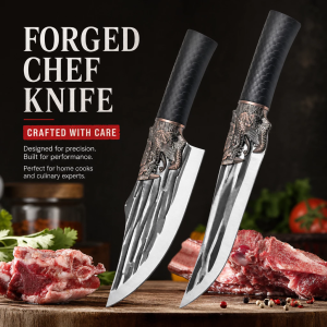 Forged Chef Knife Crafted with Care. Designed for precision. Built for performance. Perfect for home cooks and culinary experts.