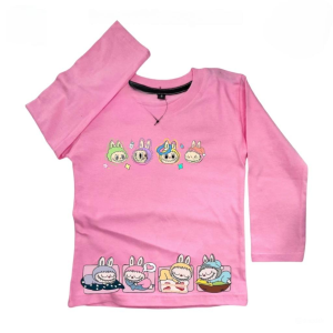 Baju Anak Cewek Umur 1 - 12 Tahun Milabu Kids Kaos Katun Combed 24s Aplikasi Sablon S M L XL XXL 3XL Kaos Atasan Anak Gambar Labubu Viral Kekinian Blouse Lengan Panjang