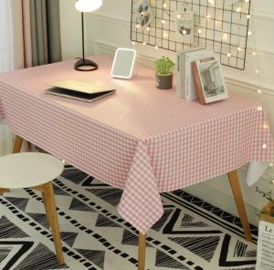 Tablecloth checkered linen kitchen living room coffee table Waterproof oil-proof PVC Table Cloth Kitchen Dinning Table Cover Dust-proof 137*90CM Ins style