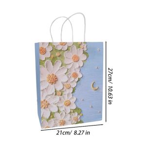 20Pcs Kraft Paper Gift Bag Creative Oil Painting Paper Bag Stationery Tote Bag Birthday Gift Packaging Bag