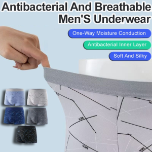 Antibacterial Breathable Mens Underwear Ice Silk Cool Seamless Boxer Briefs Skin-Friendly Breathable Panties