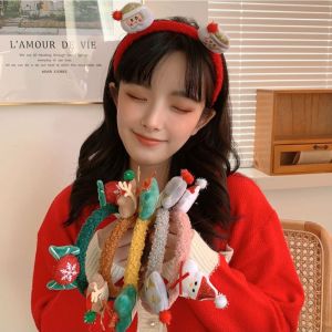 HUIHEYU ซานต้าซานต้า กวางเขากวาง ชุดคลุมศีรษะ ชุดคลุมศีรษะ ที่คาดผมสไตล์เกาหลี ห่วงรัดผม อุปกรณ์เสริมผม ที่คาดผมสตรี