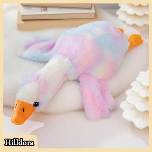 [Hilldora] Tie-Dyed Colorful White Goose Leg-Clamping Plush Toy Goose Doll Washable And Detachable For Sleeping