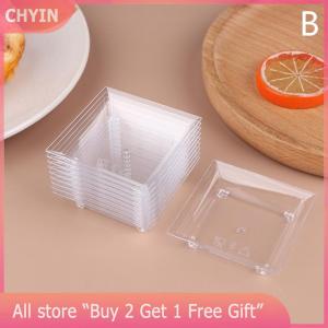 [COD] CHYIN 10Pcs Transparent Mini Appetizer Plates Ice Cream Cup Plastic Fruit Candy Cake Jelly Yogurt Mousse Dessert Container Pastry Tool