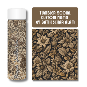 Tumbler Thermos Batik Nusantara Custom Nama 500ml - Aksesoris Minum Eksklusif