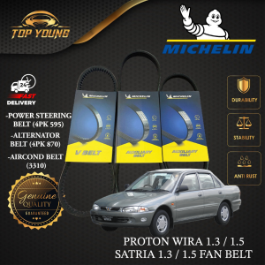 MICHELIN PROTON WIRA 1.3 1.5 SATRIA 1.3 1.5 FAN BELT 4PK 595 POWER STEERING 3310 3325 AIRCOND 4PK 870 ALTERNATOR V-BELT