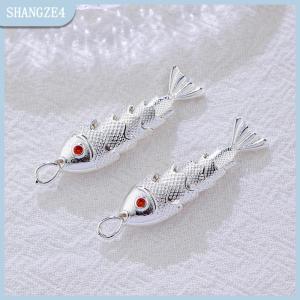 【SHANGZE4】 Trung Quốc Phong Cách Kim Loại Cá Hình Charms Pave Red Zircon Mặt Dây Chuyền Cho Tự Làm Vòng Cổ Vòng Tay Bông Tai Đồ Trang Sức Làm Phụ Kiện