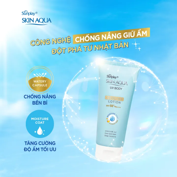 Kem chống nắng body Skin Aqua mát lạnh dùng hàng ngày Sunplay Skin Aqua UV Body Cooling Lotion SPF 50+ PA++++ 150g