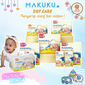 MAKUKU Dry Care Popok Bayi Sekali Pakai Tipe Celana / Perekat Size NB-S38 / M30 / L28 / XL24 / XXL22