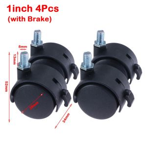 NOBLELUX 4Pcs 1/1.5 inch Bánh xe xoay Hoạt động yên tĩnh có phanh Bánh xe ghế văn phòng Chống mài mòn Bánh xe đa năng cho Đồ Nội Thất Ghế Văn Phòng Vali Xe đẩy