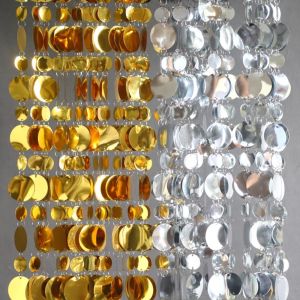 GENENIC 10PCS 1 Meter Sequins Hanging Foil Curtains Gold Silver PVC Glitter Curtain Backdrop Decoration Supplies Glitter Bead Round Sequin Rain Curtain Birthday Party