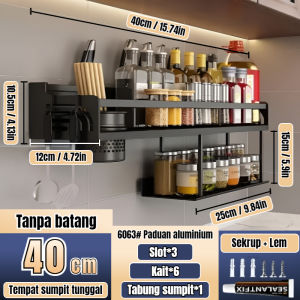 Rak Pengatur Peralatan Bumbu Dapur Rak Pisau Rak Gantung Rak Bumbu Tempat Penyimpanan Pengatur Bumbu Dinding Kitchen Rack Aluminium
