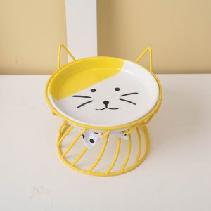 Pet bowl ceramic cat high foot bowl snack canned dish anti-cervical spondylosis feeding bowl