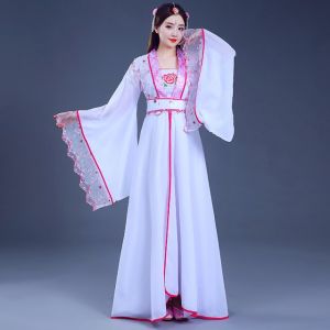 【Ready Stock】Ancient Chinese Costume Fairy Cosplay Women Girl Hanfu Dress Embroidery Floral Kids Tang Suit Festival Outfit Folk Dance Costume