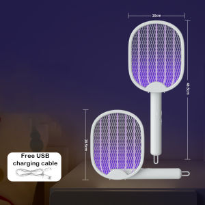 [SG SELLER]2025 Foldable USB Rechargeable Mosquito Racket Angle Adjustable Electric Mosquito Killer With UV Light Trap Insect Exterminator