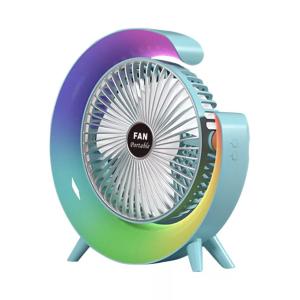 LGAO Desktop Moon Lamp with 3 Speeds Fan Desk TYPE C Bright Night Light Charging Fan