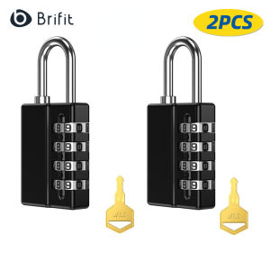 Brifit Combination Padlock 4 Digit Combination Lock with Keys Resettable Waterproof Gate Lock for Locker Gym Fence Case School & Employee Locker Toolbox - 2 Pack