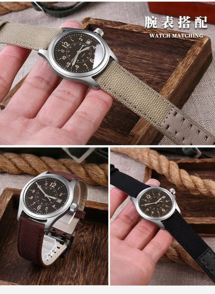 Adapted to Hamilton Khaki Field H68201993 H70605963 Sports Canvas Leather Watch 20 22 Lazada PH