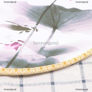 [COD] tunyunguoji Chinese Style Round Fan with Wooden Handle Portable Printed Vintage Fan