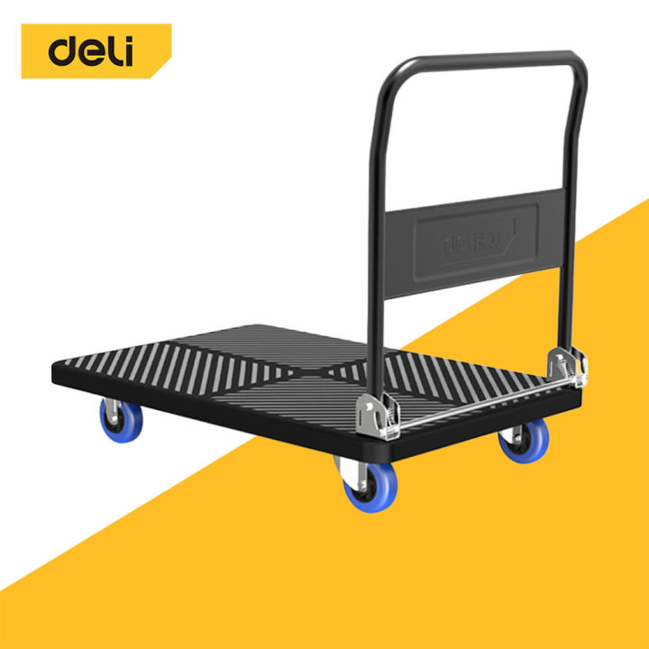 Deli รถเข็นพื้นเรียบ 4 ล้อพับได้ เสียงเงียบ