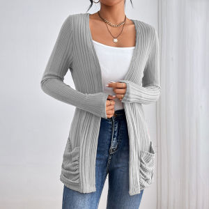 เสื้อคาร์ดิแกนถัก สะดวกสบาย ฤดูใบไม้ร่วงและฤดูหนาว แฟชั่น ช้อปปิ้ง ความยาวปานกลาง ประณีต ใช้งานได้จริง