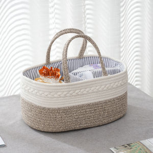 Cotton Baby Diaper Caddy Organizer Mother Nursery Storage Bin Essentials Large Woven Storage Basket