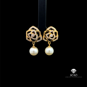 B1449 Bông tai kiểu hoa đính đá baguette Women