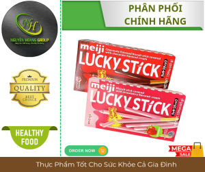 COMBO 10 Hộp - Bánh Chấm Que Lucky Mix 2 Vị (5 Socola 5 Dâu ) 45g
