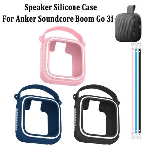 RJQFNG Silicone Speaker Case Portable Handle with Lanyard Speaker Carrying Cover Anti Fall Protective Sleeve for Anker Soundcore Boom Go 3i Speaker Accessories