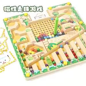 Wooden Magnetic Color and Number Maze BoardMontessori Fine Motor Skill Toy Educational Activities