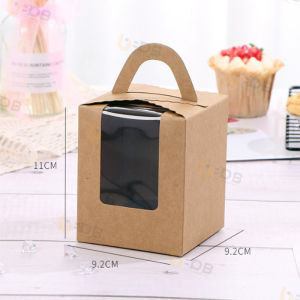 Pastry Box Single Cupcake Box Cookies Boxes Individual Box with Handle Food Packaging Boxes Takeaway Box